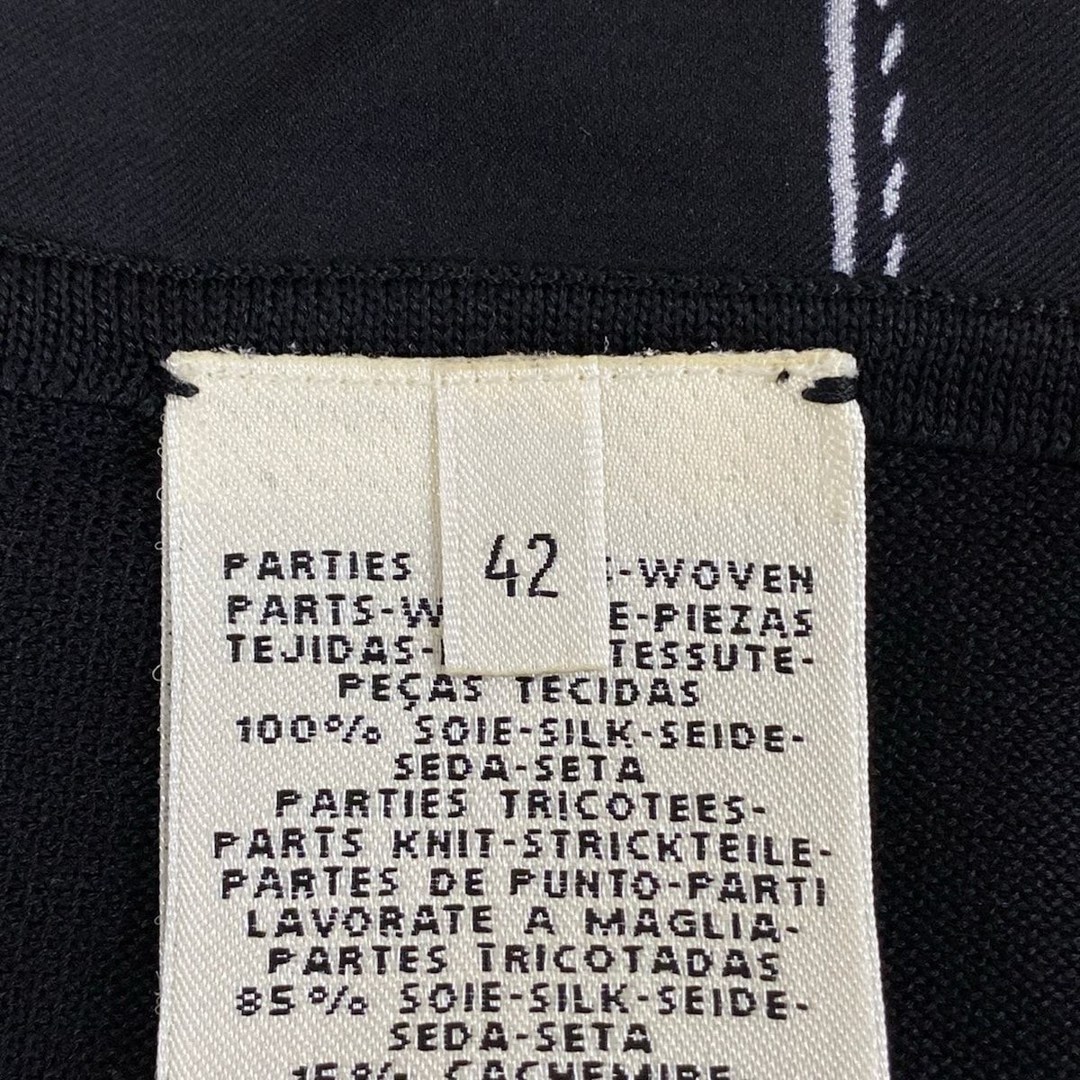 Hermes Cardigan 42 L Black Light Gray Long Sleeve Long Length Cashmere Silk — view 5