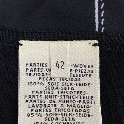 Hermes Cardigan 42 L Black Light Gray Long Sleeve Long Length Cashmere Silk — view 5