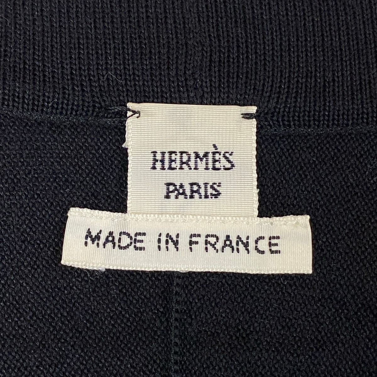 Hermes Cardigan 42 L Black Light Gray Long Sleeve Long Length Cashmere Silk — view 3