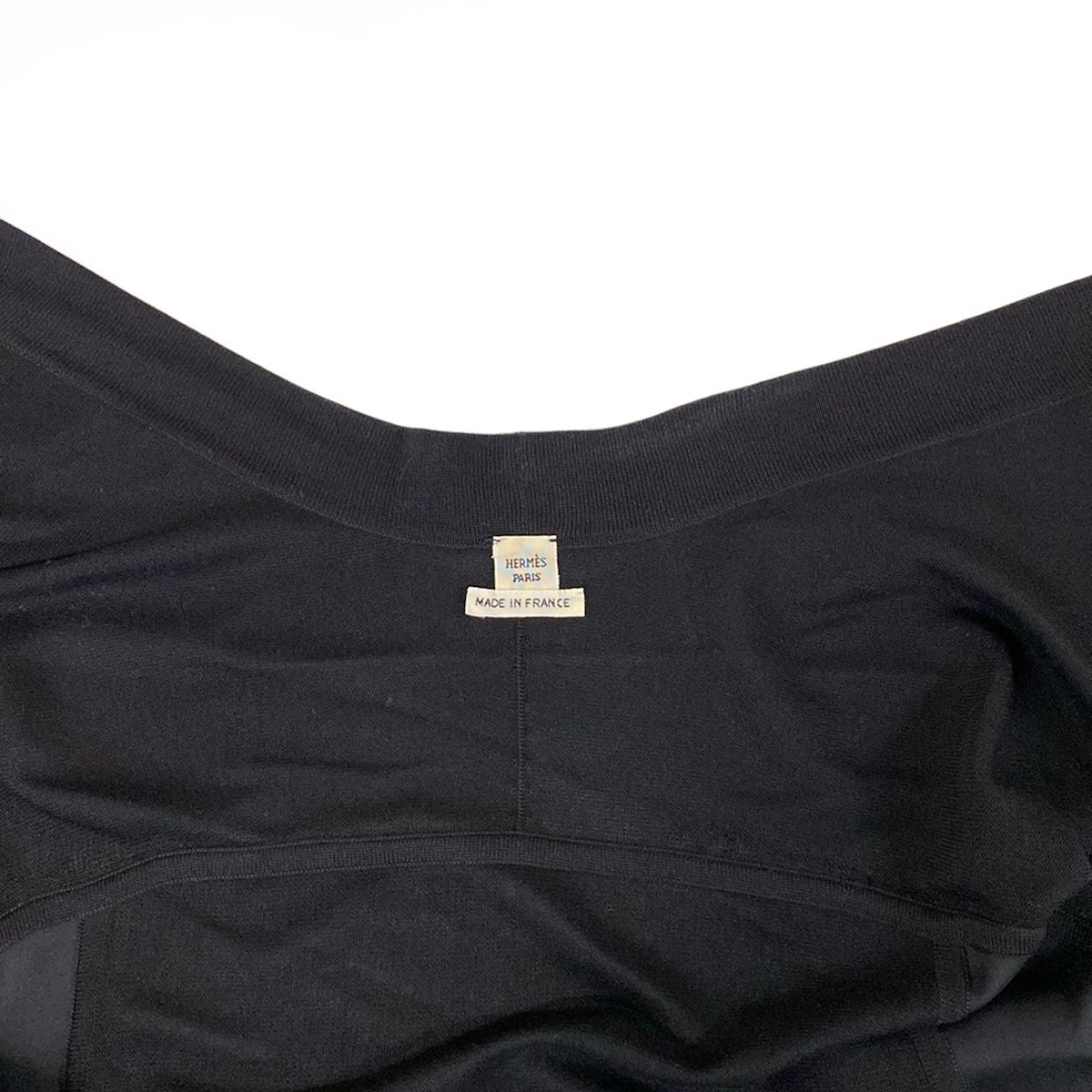 Hermes Cardigan 42 L Black Light Gray Long Sleeve Long Length Cashmere Silk — view 8