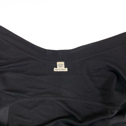 Hermes Cardigan 42 L Black Light Gray Long Sleeve Long Length Cashmere Silk — view 8