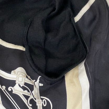 Hermes Dress 42 L Black Ivory Beige Crew Neck Long Sleeve Cashmere Silk — view 9