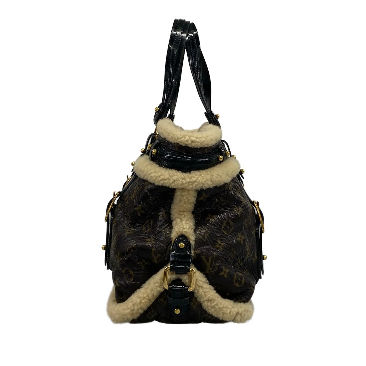 Louis Vuitton Tote Monogram Shearling Thunder Brown Leather — view 2
