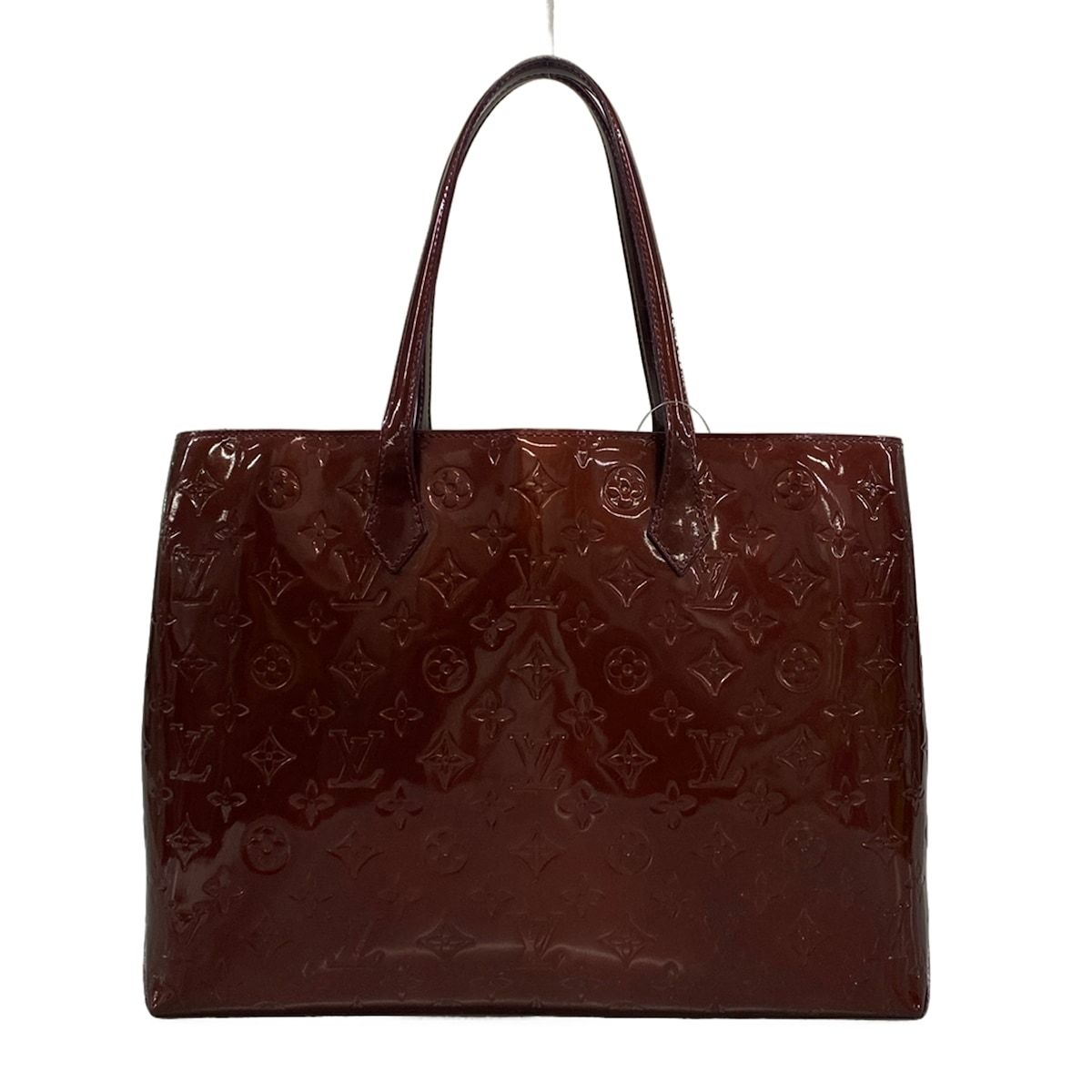 Louis Vuitton Tote Monogram Vernis Wilshire MM Rouge Fauvist Leather — view 3