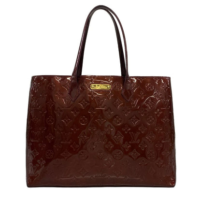 Louis Vuitton Tote Monogram Vernis Wilshire MM Rouge Fauvist Leather