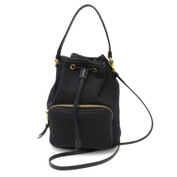 Prada Logo Jacquard 2-Way Bucket Shoulder