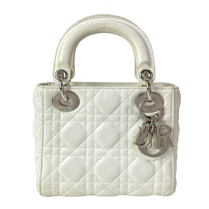Dior Lady Mini Bag White Silver Lambskin