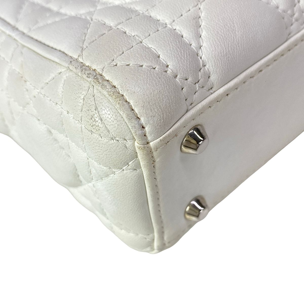 Dior Lady Mini Bag White Silver Lambskin — view 6