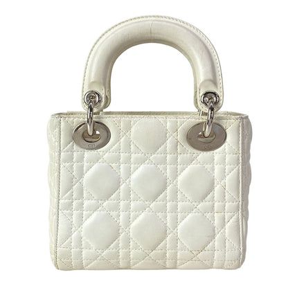 Dior Lady Mini Bag White Silver Lambskin — view 3