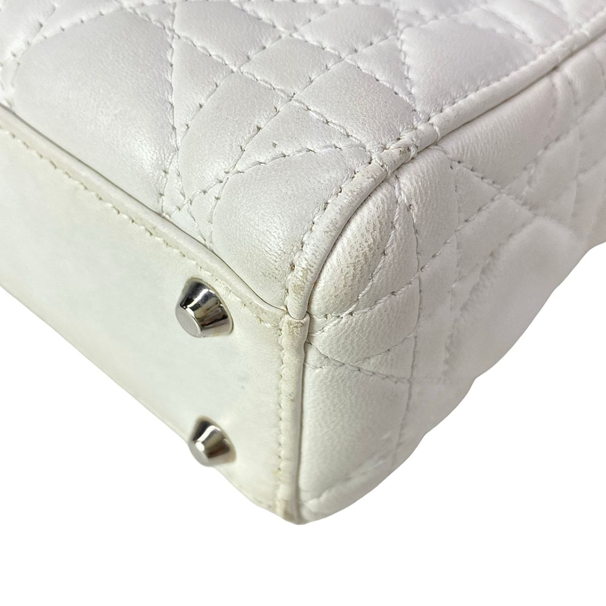 Dior Lady Mini Bag White Silver Lambskin — view 7