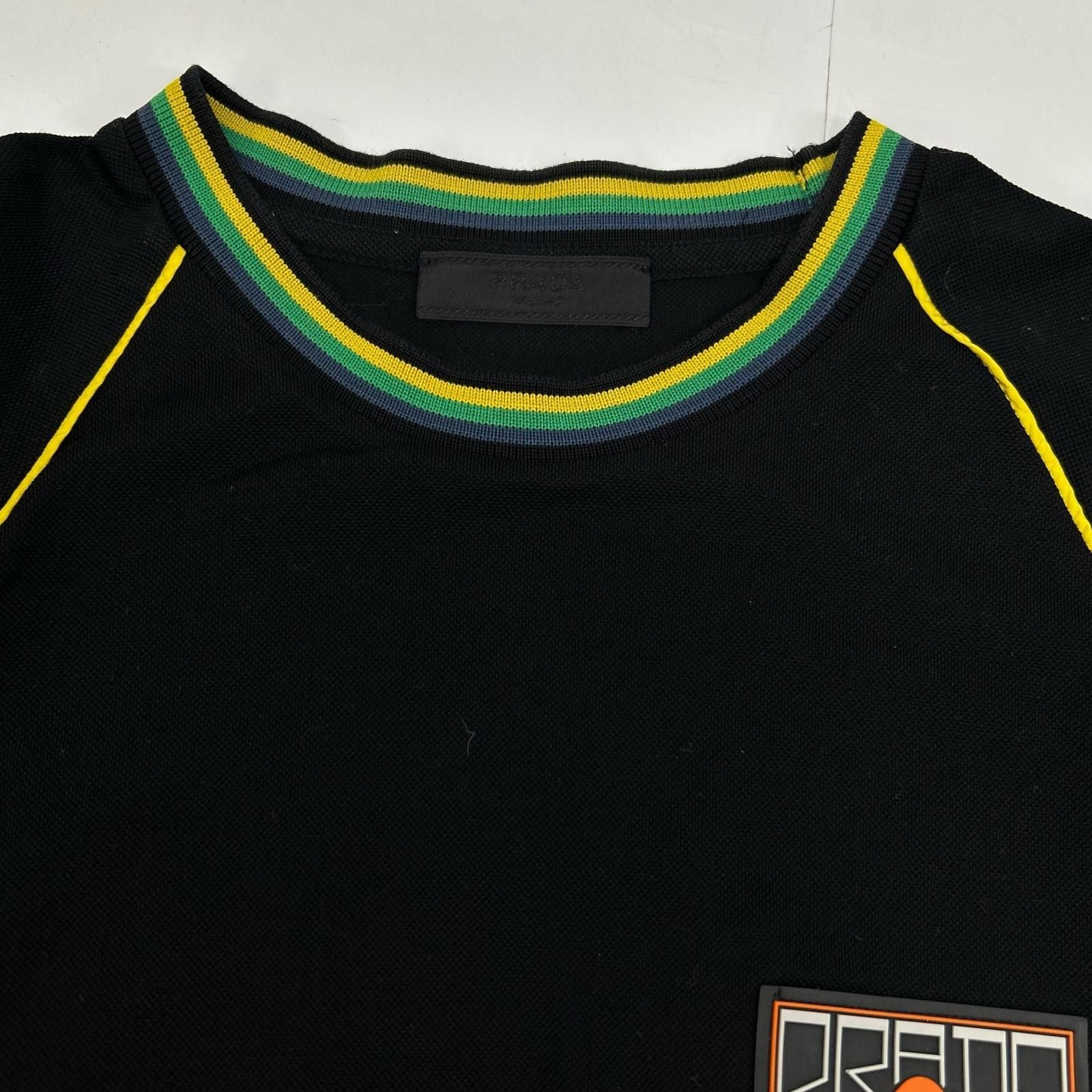 Prada Black Pique Ruba Logo T-Shirt — view 9