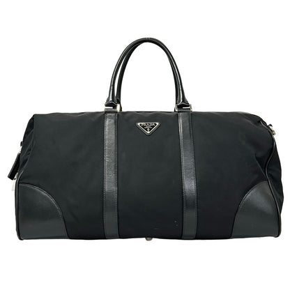 Prada Boston Bag Black No Lock Leather