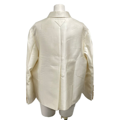 Prada Jacket 36 S White Long Sleeve Spring Wool Silk — view 2
