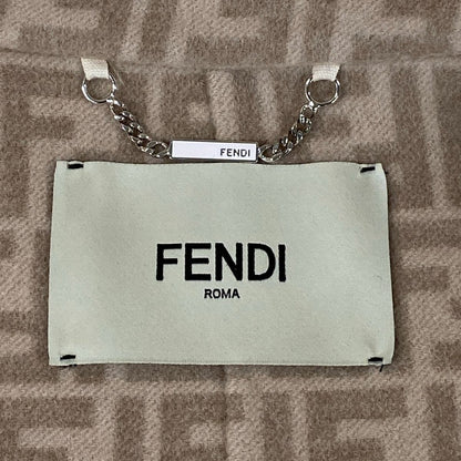 Fendi Coat 42 M Beige Long Sleeve Autumn Inside Zucca Pattern Wool Silk — view 3