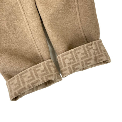 Fendi Coat 42 M Beige Long Sleeve Autumn Inside Zucca Pattern Wool Silk — view 8