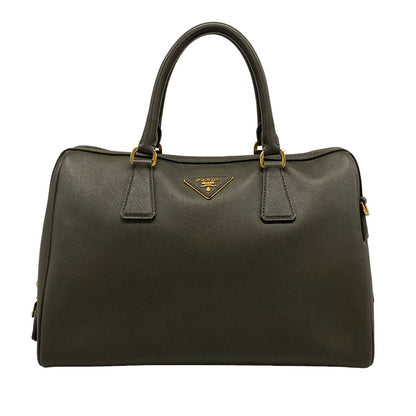 Prada Handbag Khaki Gray Leather