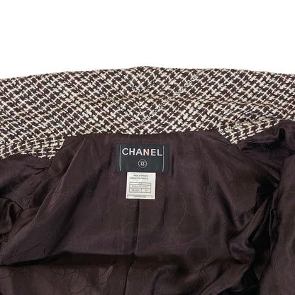 Chanel Jacket 42 L Dark Brown Long Sleeve Tweed Winter Autumn Wool — view 7