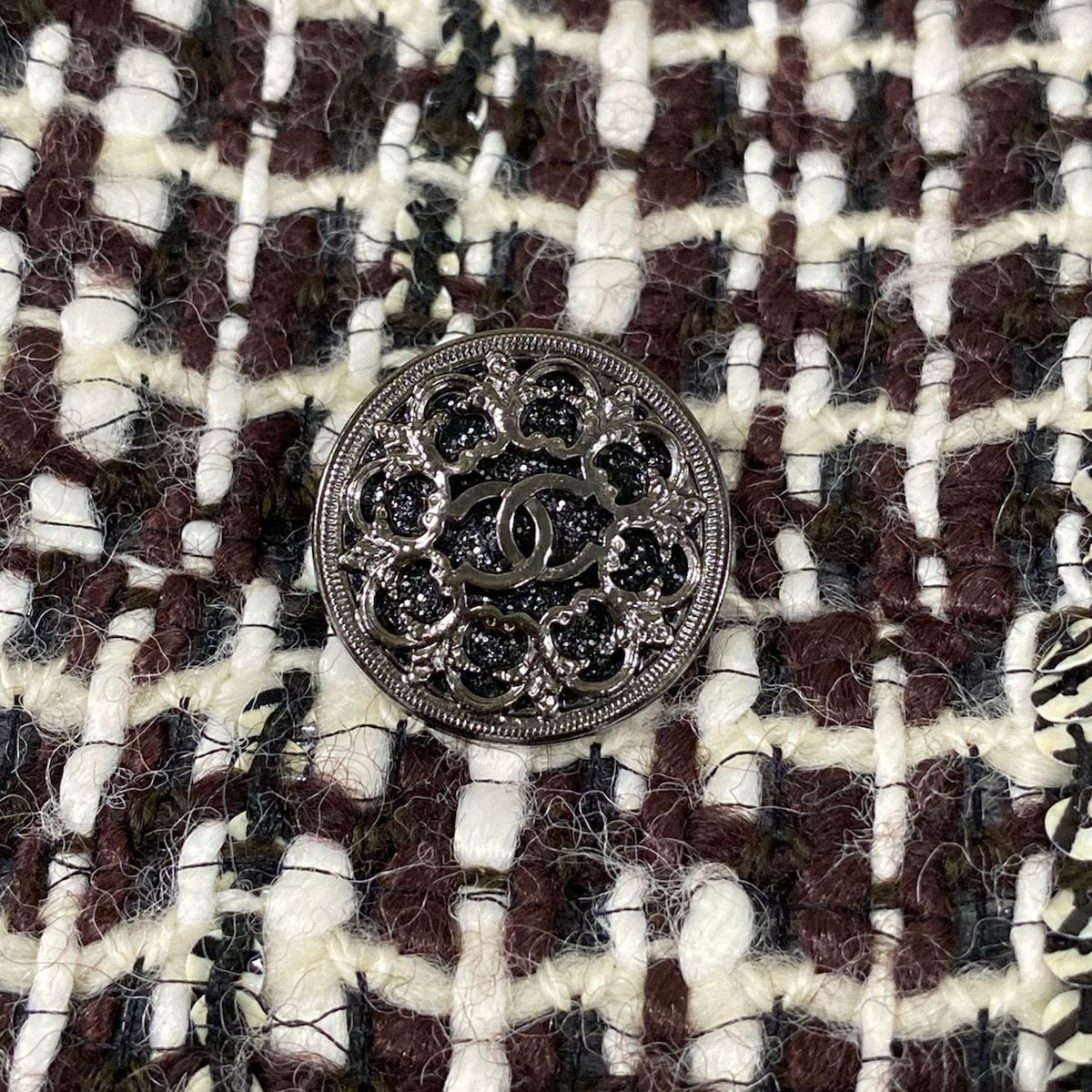 Chanel Jacket 42 L Dark Brown Long Sleeve Tweed Winter Autumn Wool — view 9