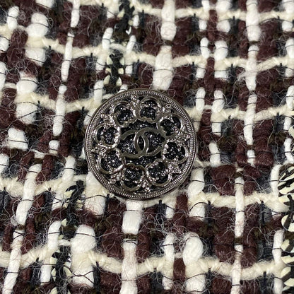 Chanel Jacket 42 L Dark Brown Long Sleeve Tweed Winter Autumn Wool — view 9