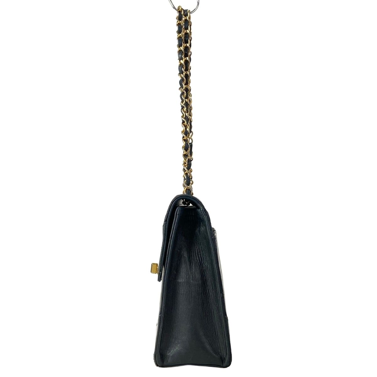 Chanel Shoulder Bag Quilted Black Chain Gold Turnlock Lambskin — view 4