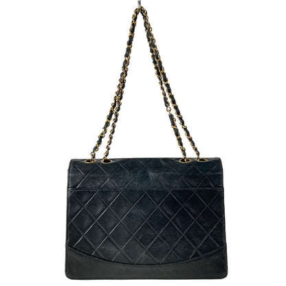Chanel Shoulder Bag Quilted Black Chain Gold Turnlock Lambskin — view 3