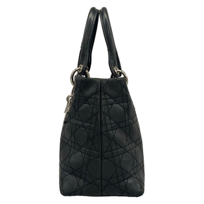 Dior Handbag Cannage Stitch Black Leather — view 4