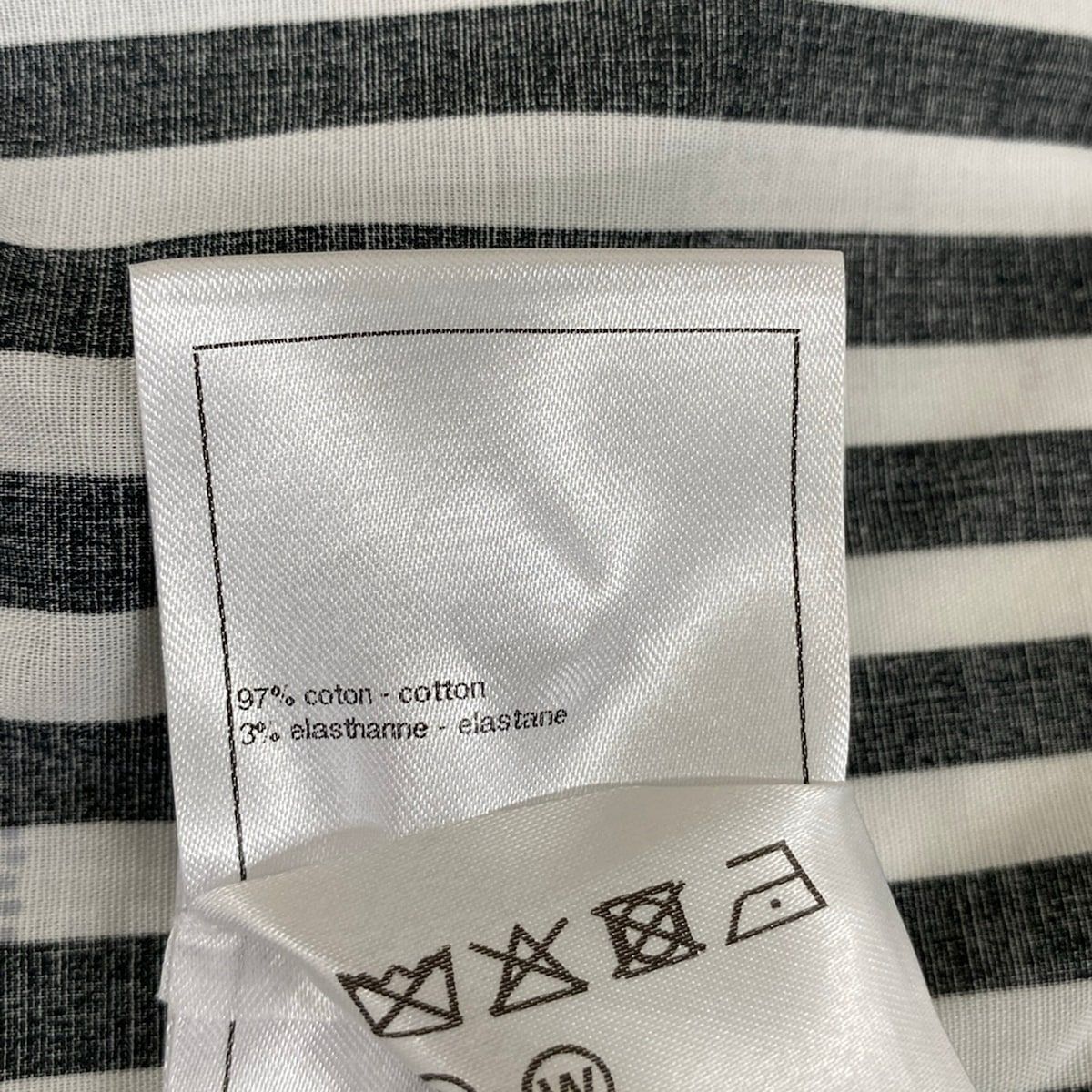 Chanel Short Sleeve Shirt Blouse 34 S White CC Logo Stripe Rhinestone Cotton — view 5