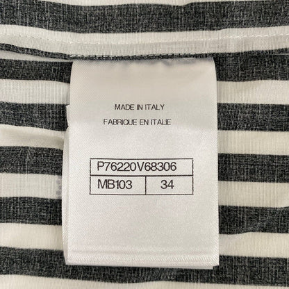 Chanel Short Sleeve Shirt Blouse 34 S White CC Logo Stripe Rhinestone Cotton — view 4