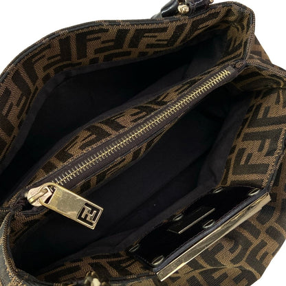 Fendi Handbag Zucca Pattern Light Brown Chain Handle Leather — view 7