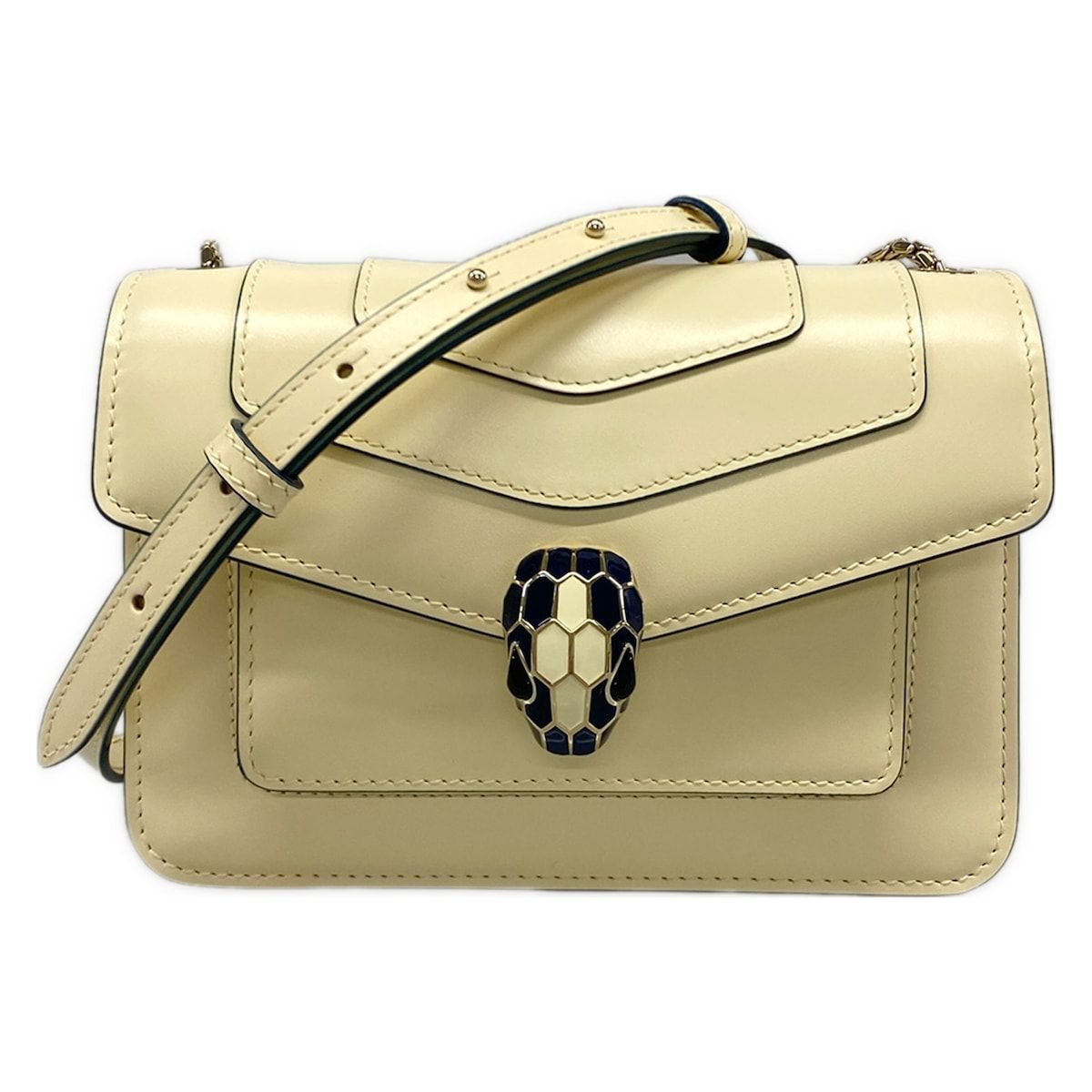 Bvlgari Bulgari Shoulder Bag Serpenti Forever Cross Ivory Chain Leather