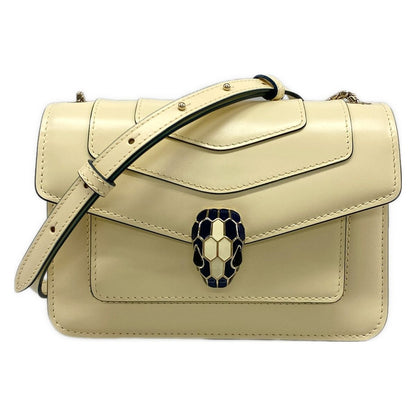 Bvlgari Bulgari Shoulder Bag Serpenti Forever Cross Ivory Chain Leather