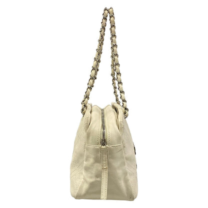 Chanel Shoulder Bag Diamond Stitch Ivory Chain CC Logo Silver Jumbo Leather — view 2