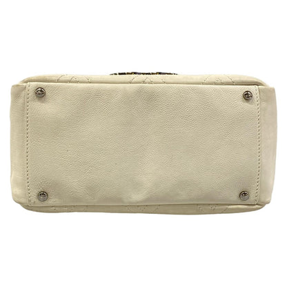 Chanel Shoulder Bag Diamond Stitch Ivory Chain CC Logo Silver Jumbo Leather — view 5