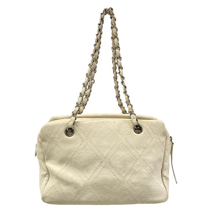 Chanel Shoulder Bag Diamond Stitch Ivory Chain CC Logo Silver Jumbo Leather — view 3
