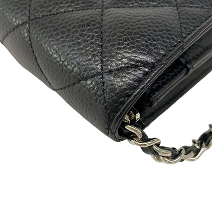 Chanel Wallet Quilted Black Chain Silver Shoulder — view 8