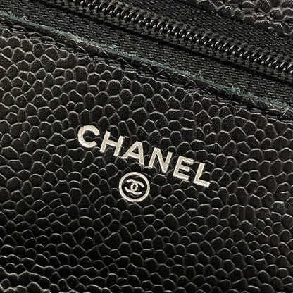 Chanel Wallet Quilted Black Chain Silver Shoulder — view 6