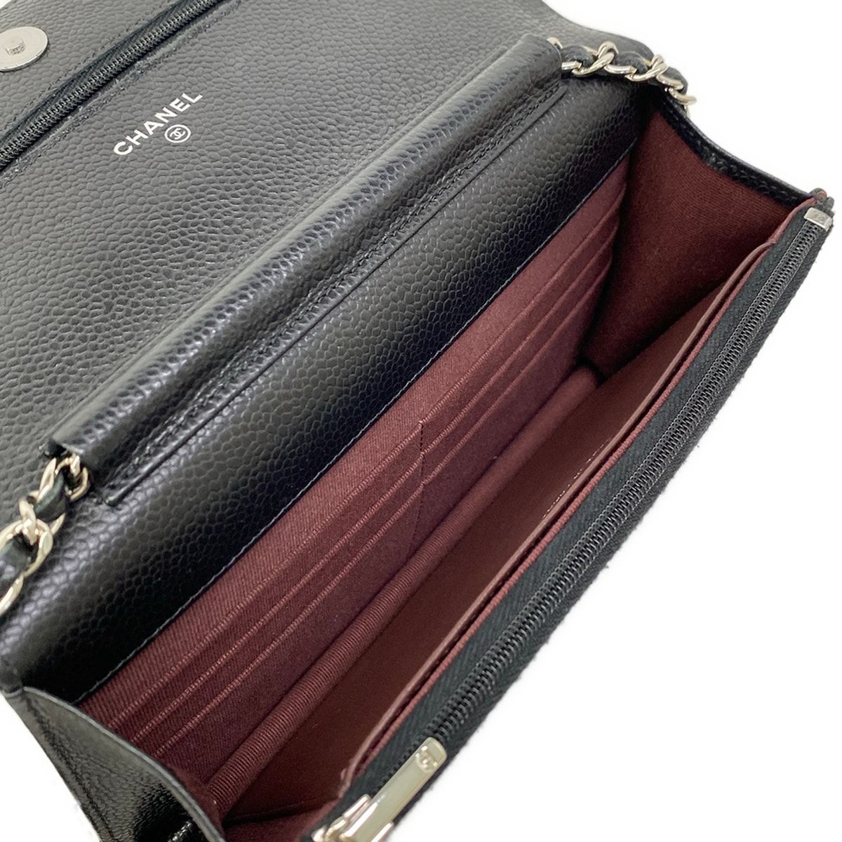 Chanel Wallet Quilted Black Chain Silver Shoulder — view 4