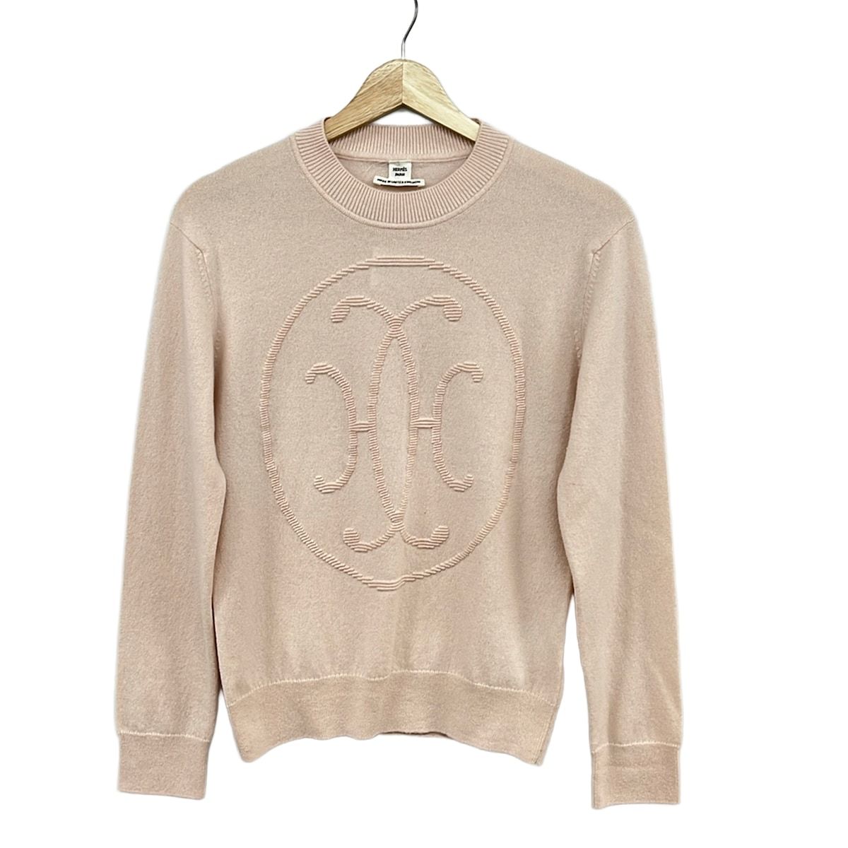 Hermes Long Sleeve Sweater 38 M Light Pink Crew Neck Cashmere