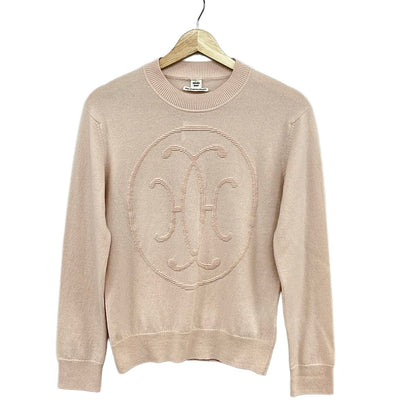 Hermes Long Sleeve Sweater 38 M Light Pink Crew Neck Cashmere