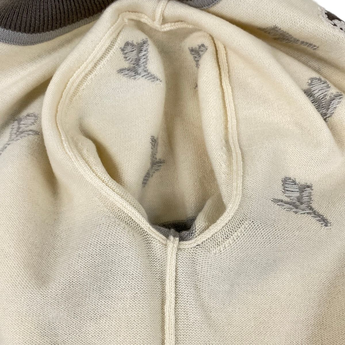 Hermes Short Sleeve Sweater 38 M Ivory Dark Gray Light Crew Neck Etriers — view 9