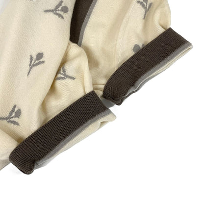 Hermes Short Sleeve Sweater 38 M Ivory Dark Gray Light Crew Neck Etriers — view 7