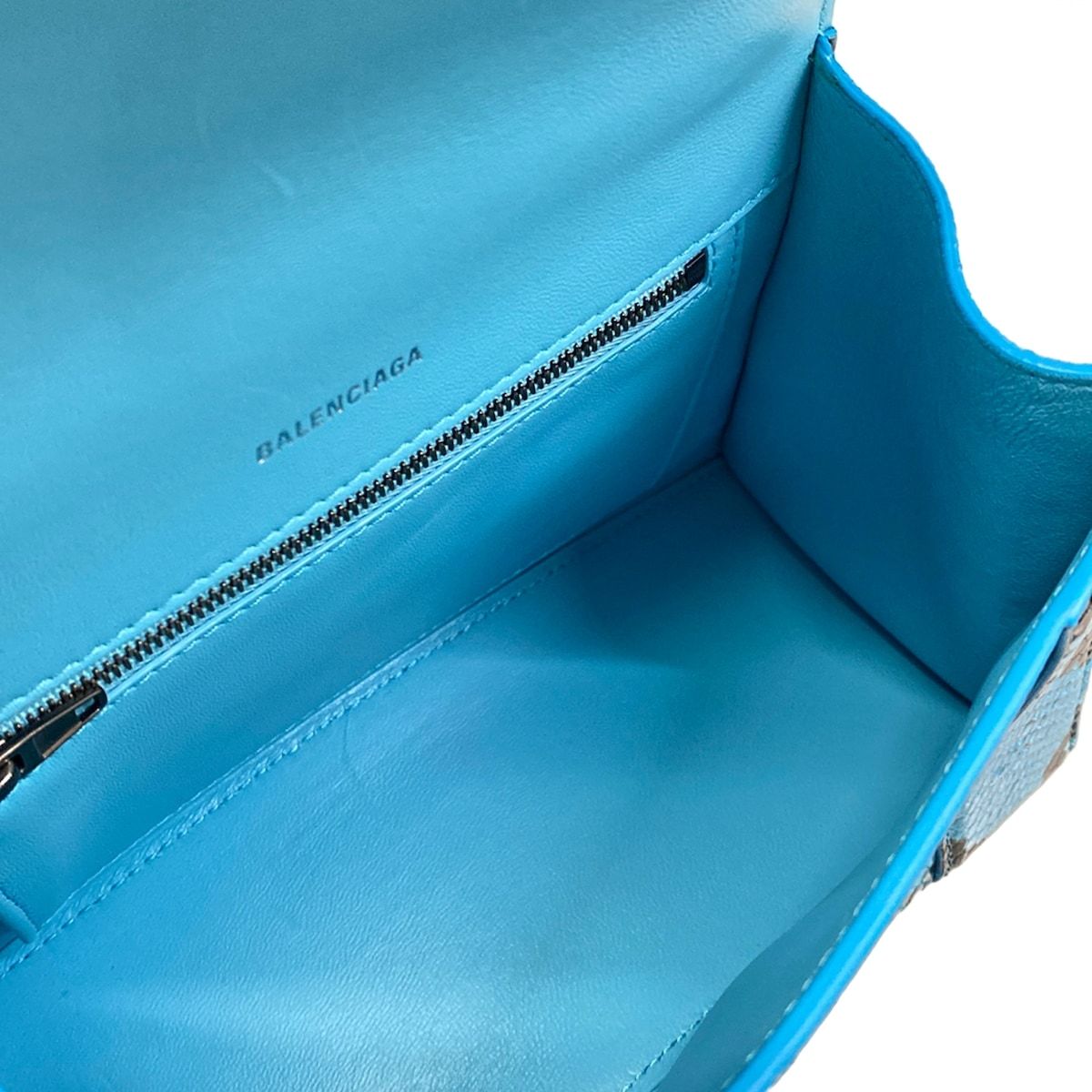 Balenciaga Handbag Hour Glass Small Blue Embossed Leather — view 7