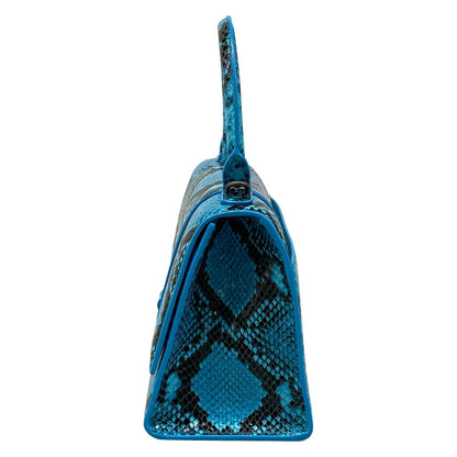 Balenciaga Handbag Hour Glass Small Blue Embossed Leather — view 4