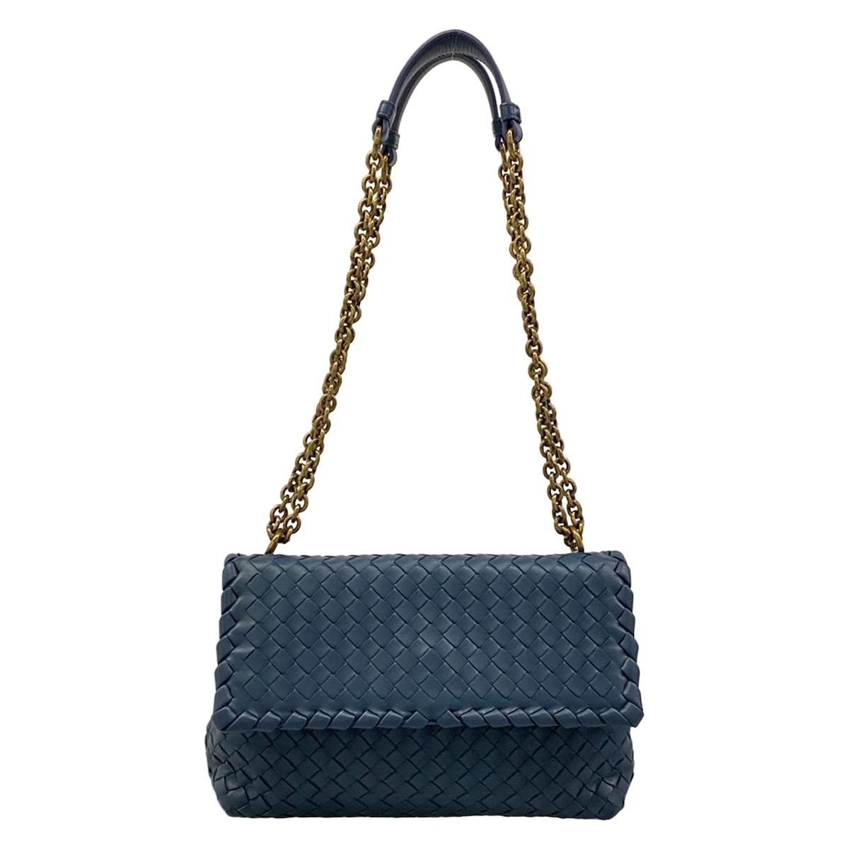 Bottega Veneta Shoulder Bag Small Olympia Navy Chain Leather