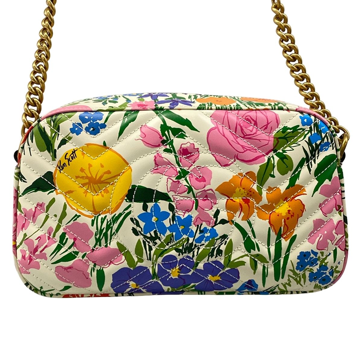 Gucci Shoulder Bag GG Marmont White Ken Scott Limited Edition Floral Leather — view 3