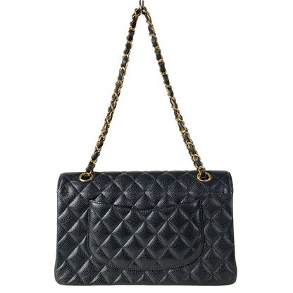 Chanel Shoulder Bag Double Flap Quilted Black Gold Chain — view 3