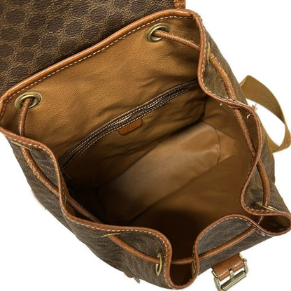 Celine Backpack Macadam Pattern Dark Brown Drawstring Leather — view 7