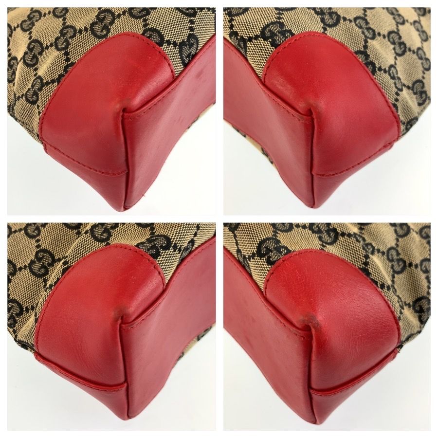 Gucci Red Beige GG Canvas Leather 002 Tote Shoulder — view 4