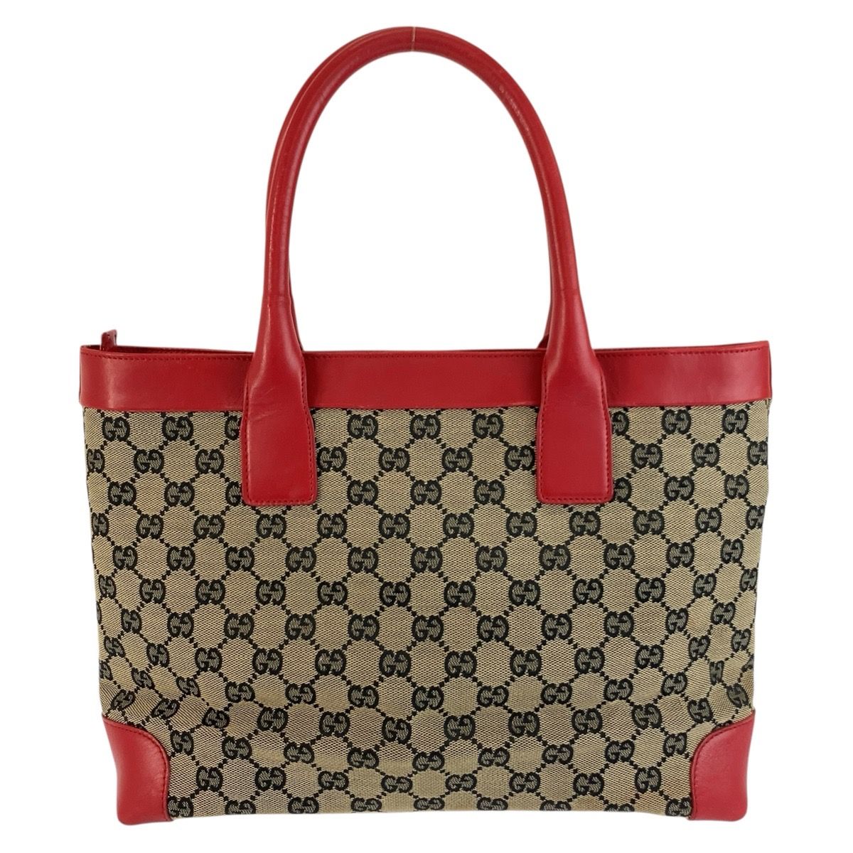 Gucci Red Beige GG Canvas Leather 002 Tote Shoulder — view 2