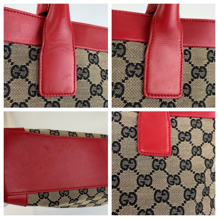Gucci Red Beige GG Canvas Leather 002 Tote Shoulder — view 5